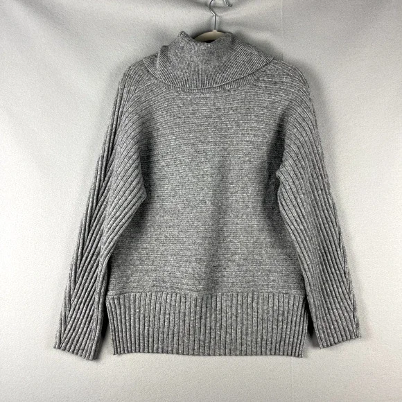 Anthropologie Moth Cowl Neck Sweater Women Large Gray Ribbed Soft Minimal Slouch - Picture 11 of 16